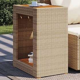 vidaXL Trädgårdsbord med träskiva beige 60x40x75 cm konstrotting 366305