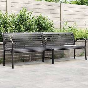 vidaXL Trädgårdsbänk dubbel svart 231 cm stål och WPC 366538