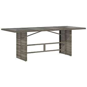 vidaXL Garden Table with glass top grey 190x80x74 cm polyrattan 365306