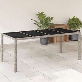 vidaXL Garden Table with glass top light grey 190x90x75 cm polyrattan 368128