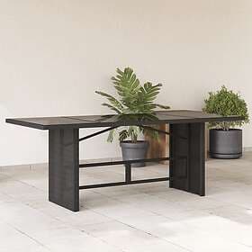 vidaXL Garden Table with glass top black 190x80x74 cm polyrattan 365304