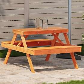vidaXL Picknickbord vaxad brun 105x134x75 cm massivt trä 844649