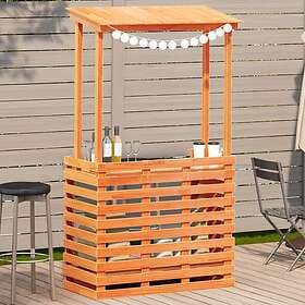 vidaXL Garden Bar Table with Canopy Waxed Brown 112.5x57x195.5 cm