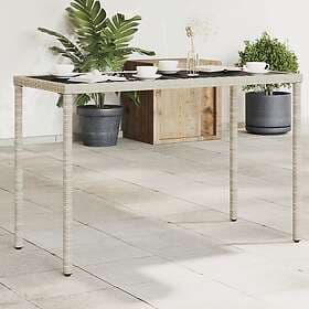 vidaXL Garden Table with glass top light grey 115x54x74 cm polyrattan 365079