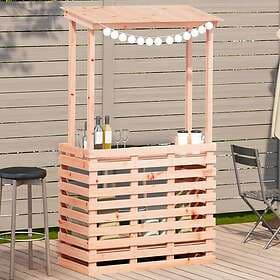vidaXL Barbord för trädgården med tak 112,5x57x195,5 cm massivt trä 832537