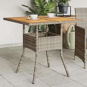 vidaXL Garden Table with acacia wood grey 80x80x75 cm polyrattan 365520