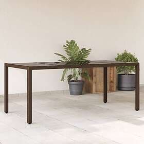 vidaXL Garden Table with glass top brown 190x90x75 cm polyrattan 365540