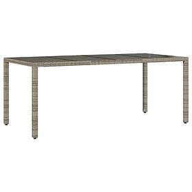 vidaXL Garden Table with glass top grey 190x90x75 cm polyrattan 365538