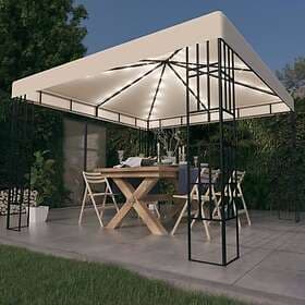 vidaXL Pavilion with light string LED 3x3m cream white