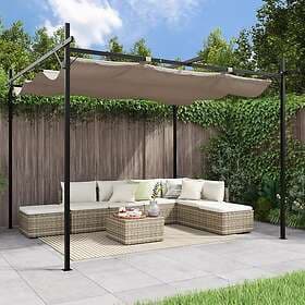 vidaXL Pergola med infällbart tak taupe 295x292x230 cm 360115