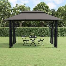 vidaXL Paviljong med sidoväggar antracit 400x300x270 cm stål 360144
