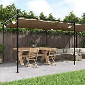vidaXL Pergola med infällbart tak taupe 589x292x230 cm 360121