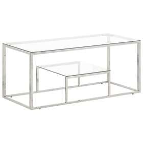 vidaXL Soffbord silver rostfritt stål och härdat glas 350017