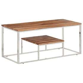 vidaXL Soffbord silver rostfritt stål och massivt akaciaträ 350023