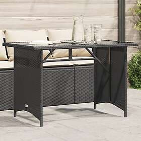 vidaXL Garden Table with glass top black 110x68x70 cm polyrattan 366350