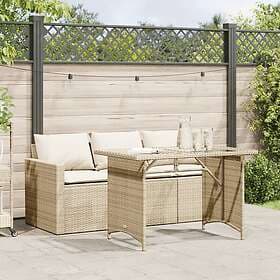 vidaXL Lounge Set with Cushions 2 Pieces Beige Rattan
