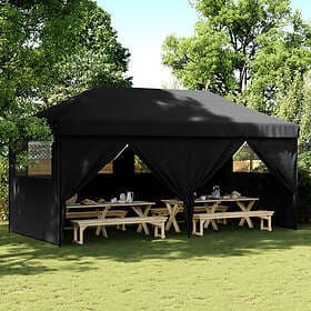vidaXL Pop-Up hopfällbart partytält med 4 sidoväggar svart 4004958