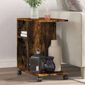 vidaXL Side Table With Wheels Smoked Oak 50x30x55 cm