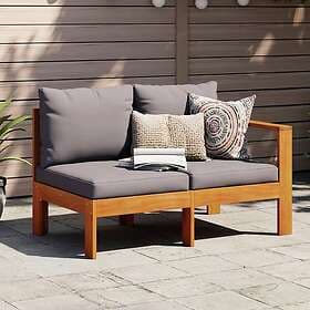 vidaXL Garden sofa with 1 armrest with cushions 2-seat solid acacia wood 367630