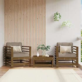 vidaXL Garden armchairs with cushions 2 pcs honey brown solid pine 825677