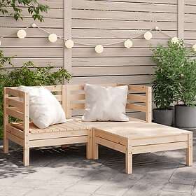 vidaXL Trädgårdssoffa med pall 2-sits solid pine 838019