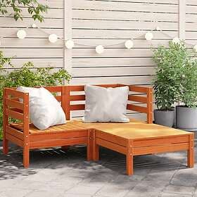 vidaXL Trädgårdssoffa 2-seat with footstool wax brown solid pine 838023