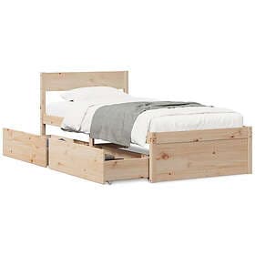 vidaXL Bed Frame with drawers 75x190 cm solid pine