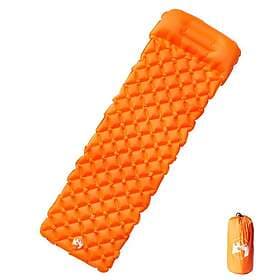 vidaXL Uppblåsbar campingmadrass med kudde 1 person orange 4007109