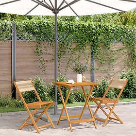 vidaXL Café Set 3 Pieces Beige Polypropylene and Acacia Wood 3281759