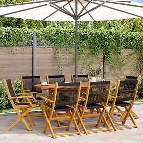 vidaXL Folding Garden Chairs 8 pcs Solid Acacia Wood Black 3214567