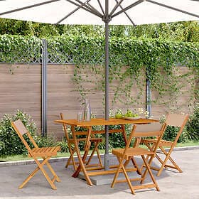 vidaXL Folding Garden Chairs 4 pcs Taupe Fabric and Solid Wood 3214616