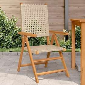 vidaXL 367653 Outdoor Chairs Set of 2 Solid Acacia Wood and Poly Rattan Beige