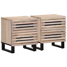 vidaXL Sängbord 2 st 40x33x46 cm massivt blekt mangoträ 377433