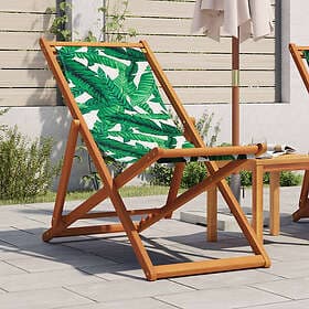 vidaXL Hopfällbar strandstol bladmönste massivt eukalyptusträ och tyg 366566