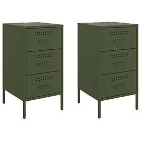 vidaXL Nightstand Olive Green 36x39x68cm Rolled Steel 843087
