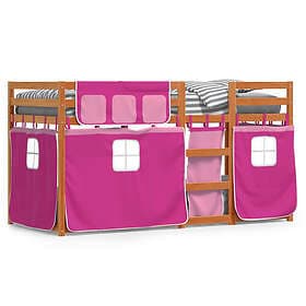 vidaXL Loftsäng med rutschkana rosa 80x200 cm massiv furu