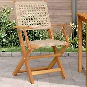 vidaXL 367665 Garden Chairs Set of 2 Acacia Wood and Poly Rattan Beige