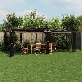 vidaXL Pavilion with mosquito net 6x3m taupe steel
