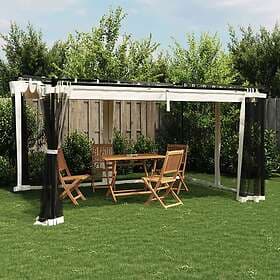vidaXL Paviljong med nätväggar gräddvit 4x3 m stål 4003911