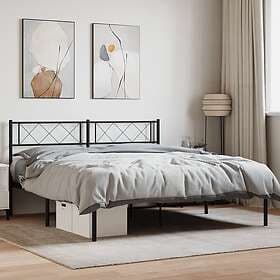vidaXL Sängram med huvudgavel metall svart 140x190 cm