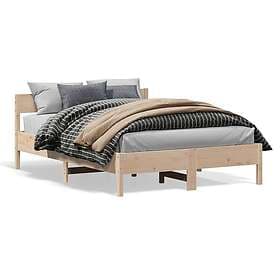 vidaXL Sängram med huvudgavel 120x200 cm massiv furu