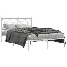 vidaXL Bed Frame with headboard metal white 120x190 cm