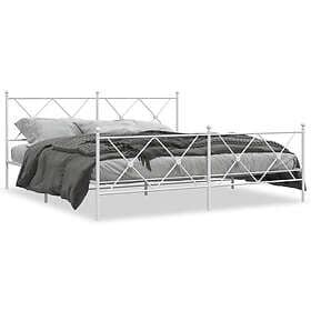 vidaXL Sängram med huvudgavel och fotgavel vit metall 183x213 cm