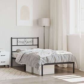 vidaXL Sängram med huvudgavel metall svart 90x190 cm