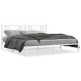 vidaXL Bed Frame with headboard metal white 200x200 cm