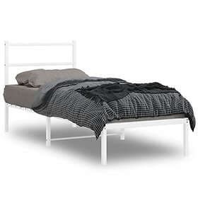 vidaXL Sängram med huvudgavel metall vit 80x200 cm