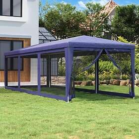 vidaXL Party Tent with 8 mesh walls 3x9m blue HDPE