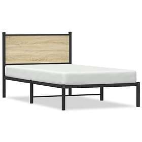 vidaXL Sängram med huvudgavel metall sonoma-ek 100x200 cm 4007711