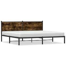 vidaXL Sängram med huvudgavel metall rökfärgad ek 193x203 cm 4007673