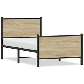 vidaXL Sängram med huvudgavel & fotgavel sonoma-ek metall 75x190 cm 4007724
